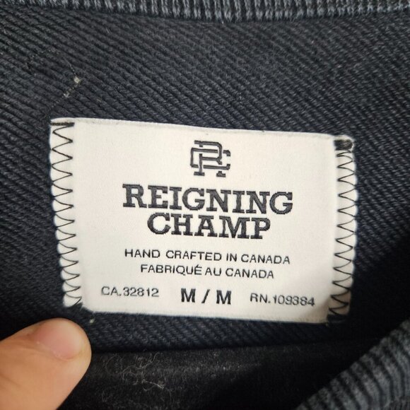 Reigning Champ Women’s Black Long Sleeve Cropped Sweatshirt Sz M - Picture 3 of 5